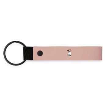 Cheerful Jack Russell - Matte Pu Keyring - pink - Front