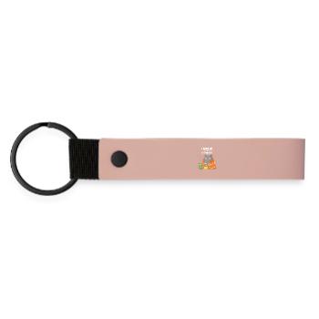 Cat coffee in an orange coat - Matte Pu Keyring - pink - Front