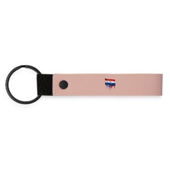 Paraguay Flag Drop Art - Matte Pu Keyring - pink - Front