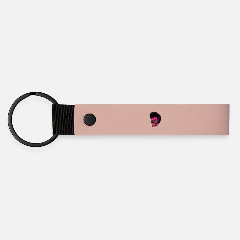 Skull with grills on teeth T-Shirt design. - Matte Pu Keyring - pink