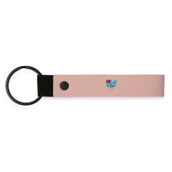 Fiji Dripping Flag - Matte Pu Keyring - pink - Front