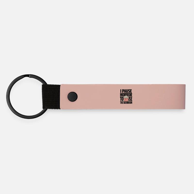 I Pause Horror To Use Bathroom - Matte Pu Keyring - pink