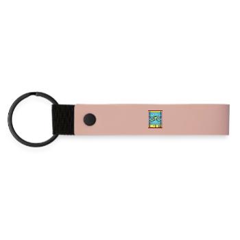 Heiliger Biker Buntglas-Fahrrad - Matte PU Schlüsselanhänger - Rosa - Vorne