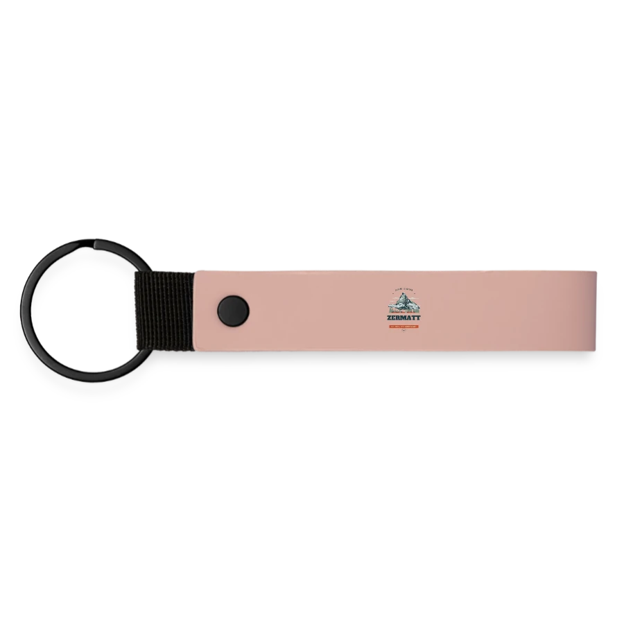 Zermatt badge on a matte pu keyring, pink