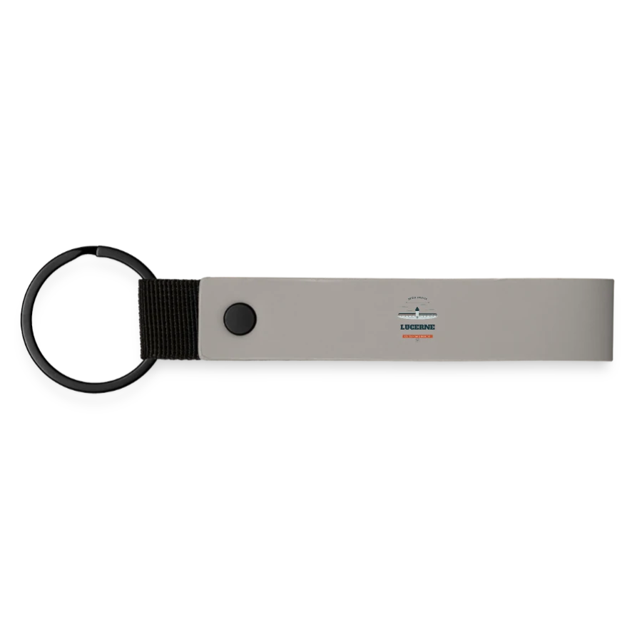 Lucerne badge on a matte pu keyring, light grey