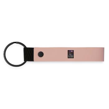 Forest worker, forester, chainsaw, full moon - Matte Pu Keyring - pink - Front
