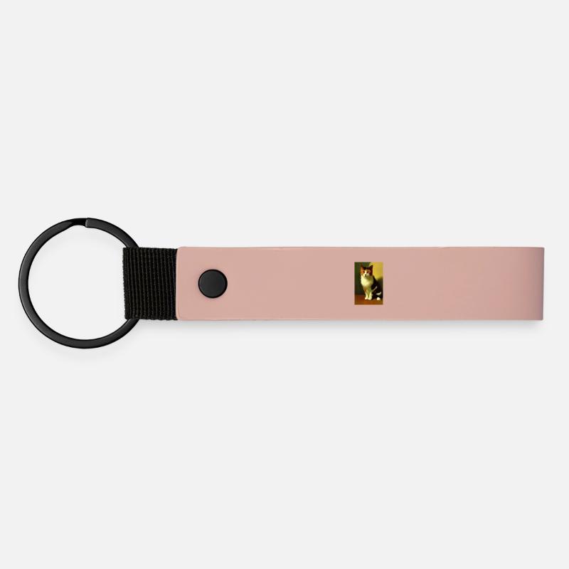 Katzen Bild - Matte PU Schlüsselanhänger - Rosa