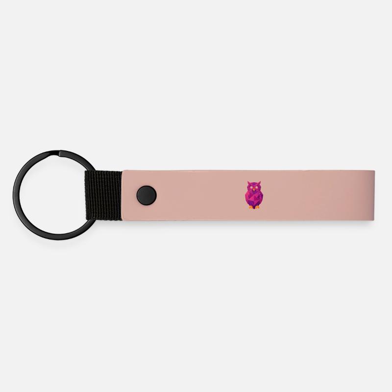 Geometric Owl in Origami Style - Matte Pu Keyring - pink