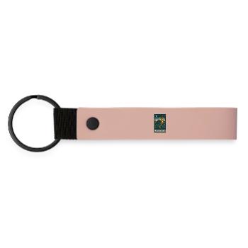 Mystische Eule unter Nachthimmel - Matte PU Schlüsselanhänger - Rosa - Vorne