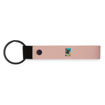 Vibrant Flying Dachshund Illustration - Matte Pu Keyring - pink - Front