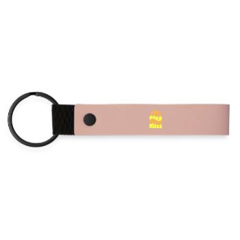 Lebendiger Weihnachtsgruß Schriftzug - Matte PU Schlüsselanhänger - Rosa - Vorne