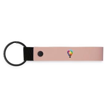 Farbenfrohe Glühbirne als Symbol für Kreativität - Matte PU Schlüsselanhänger - Rosa - Vorne