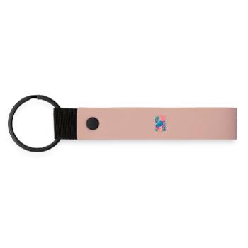 Farbenfrohe Korallen-Schildkröte - Matte PU Schlüsselanhänger - Rosa - Vorne