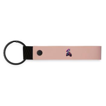 Motorcycle Unicorns - Matte Pu Keyring - pink - Front
