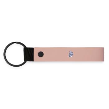 Wandernder Hüter mit Stab und Kapuze - Matte PU Schlüsselanhänger - Rosa - Vorne