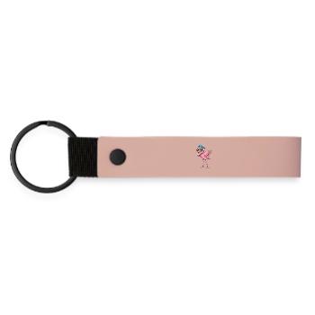 Art de dessin animé Cool Dabbing Flamingo - Porte-clés en PU mat - rose - Devant