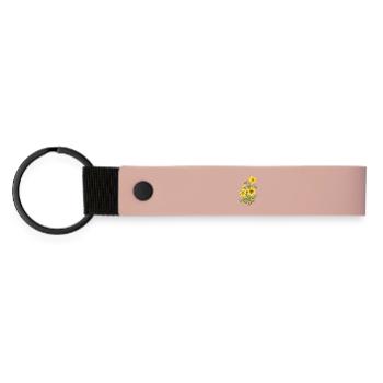 Blumen - Matte PU Schlüsselanhänger - Rosa - Vorne