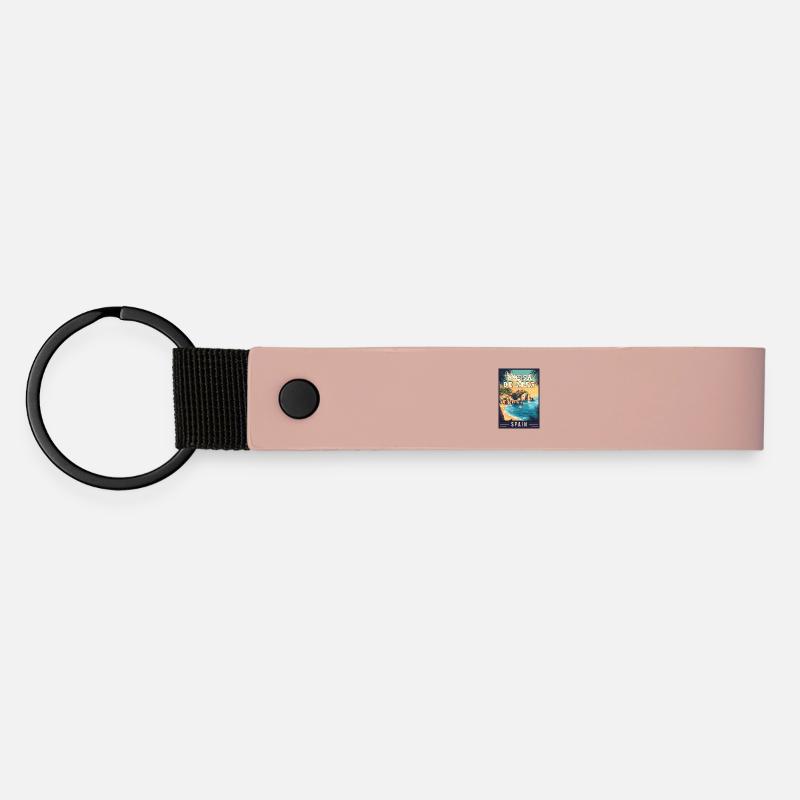 Explore Captivating Tossa de Mar in Spain - Matte Pu Keyring - pink