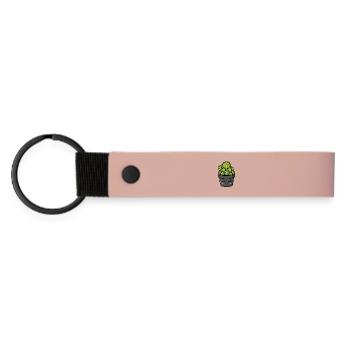 Kawaii-Kaktus-Topfgarten - Matte PU Schlüsselanhänger - Rosa - Vorne