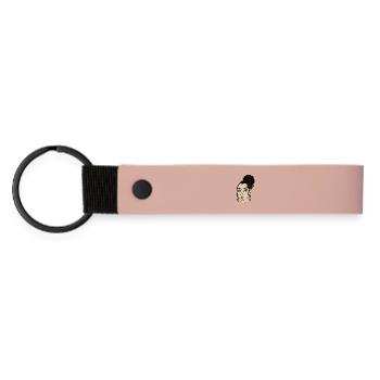 Portrait Style Bun Nose Piercing - Matte Pu Keyring - pink - Front