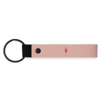 schwebende pinkfarbene reife Himbeere - Matte PU Schlüsselanhänger - Rosa - Vorne
