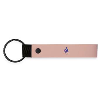 Blau-rote Blütenschlange - Matte PU Schlüsselanhänger - Rosa - Vorne