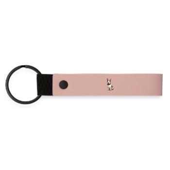 Pitbull Terrier Illustration - Matte PU Schlüsselanhänger - Rosa - Vorne
