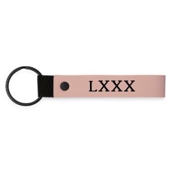 80 years - Roman numerals - Matte Pu Keyring - pink - Front