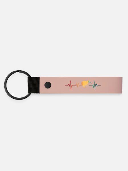 Herzschlag Kiwi Vogel - Matte PU Schlüsselanhänger - Rosa