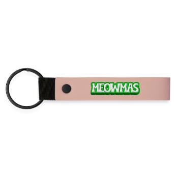 meowmas - Weihnachts Katzen 3D Design - Matte PU Schlüsselanhänger - Rosa - Vorne
