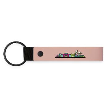 Milton Keynes City Skyline Xscape Modern Line Art - Matte Pu Keyring - pink - Front