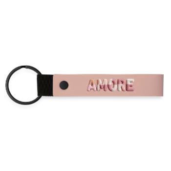 Amore Romantic Font Design Patchwork - Matte Pu Keyring - pink - Front