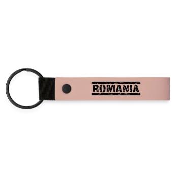 Romania - Matte PU Schlüsselanhänger - Rosa - Vorne