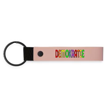 SCHRIFTZUG DEMOKRATIE - Matte PU Schlüsselanhänger - Rosa - Vorne