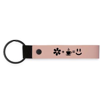 Moderne geometrische L-Form abstrakte schwarze Grafik - Matte PU Schlüsselanhänger - Rosa - Vorne