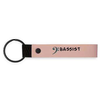 Je joue de la basse - Je suis bassiste - Porte-clés en PU mat - rose - Devant