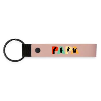 Papa Police Officer Law Enforcement Silhouette - Matte Pu Keyring - pink - Front