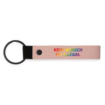 No One Is Illegal Rainbow - Matte Pu Keyring - pink - Front