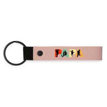Papa Lumberjack Logger Tree Climber Arborist Dad - Matte Pu Keyring - pink - Front
