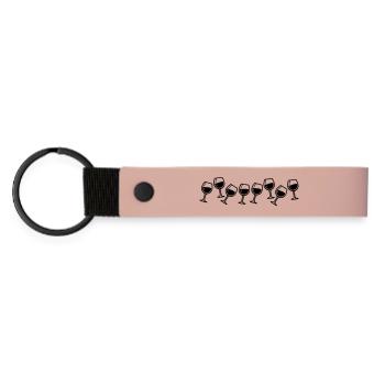 Wine glasses toasting wine party - Matte Pu Keyring - pink - Front