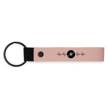 Disque vinyle ECG rétro Battement de cœur - Porte-clés en PU mat - rose - Devant