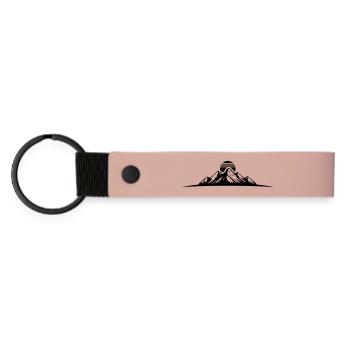 Berge Gipfel Silhouette - Matte PU Schlüsselanhänger - Rosa - Vorne