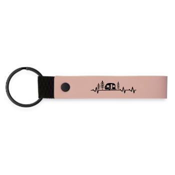 Wohnwagen Camping Herzschlag - Matte PU Schlüsselanhänger - Rosa - Vorne