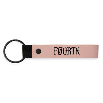 FØURTN Horizontal Logo – Minimal Streetwear - Matte PU Schlüsselanhänger - Rosa - Vorne