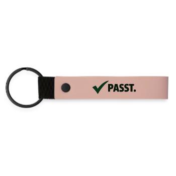 Passt. Minimal Meme Statement T-Shirt - Matte PU Schlüsselanhänger - Rosa - Vorne
