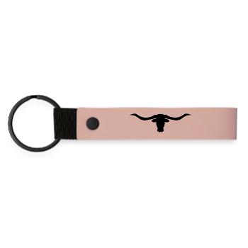 Longhorn-Kopf - Matte PU Schlüsselanhänger - Rosa - Vorne