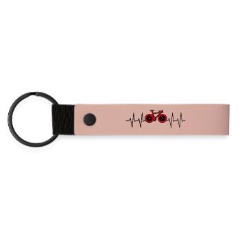 Fahrrad Herzschlag Radrennen - Matte PU Schlüsselanhänger - Rosa - Vorne