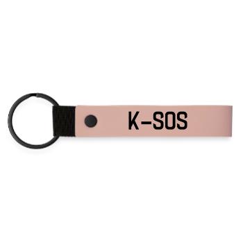 K-sos (Sozialfall) Typo schwarz - Matte PU Schlüsselanhänger - Rosa - Vorne