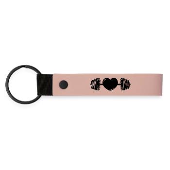 Hantel mit Herz - Matte PU Schlüsselanhänger - Rosa - Vorne