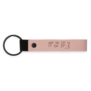 Koordinaten Erding - Matte PU Schlüsselanhänger - Rosa - Vorne